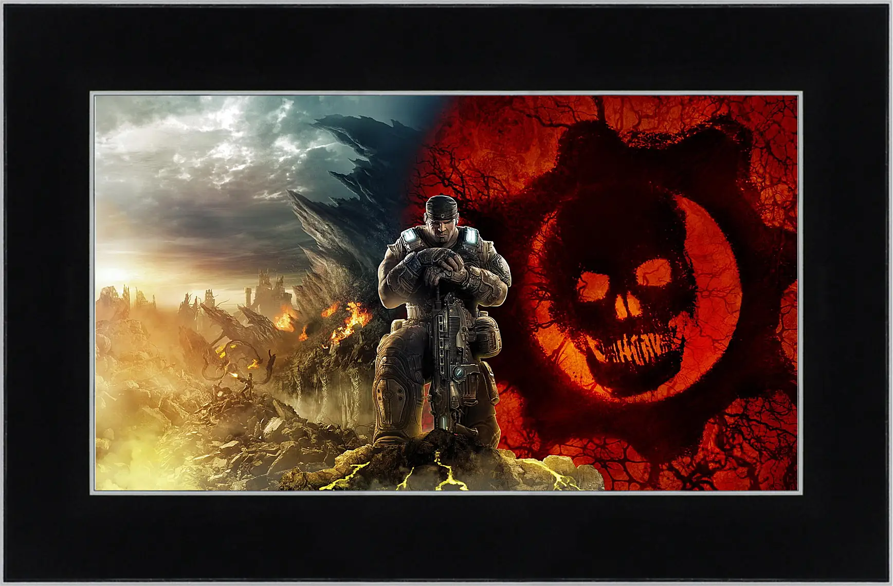 Картина в раме - gears of war, skull, soldier
