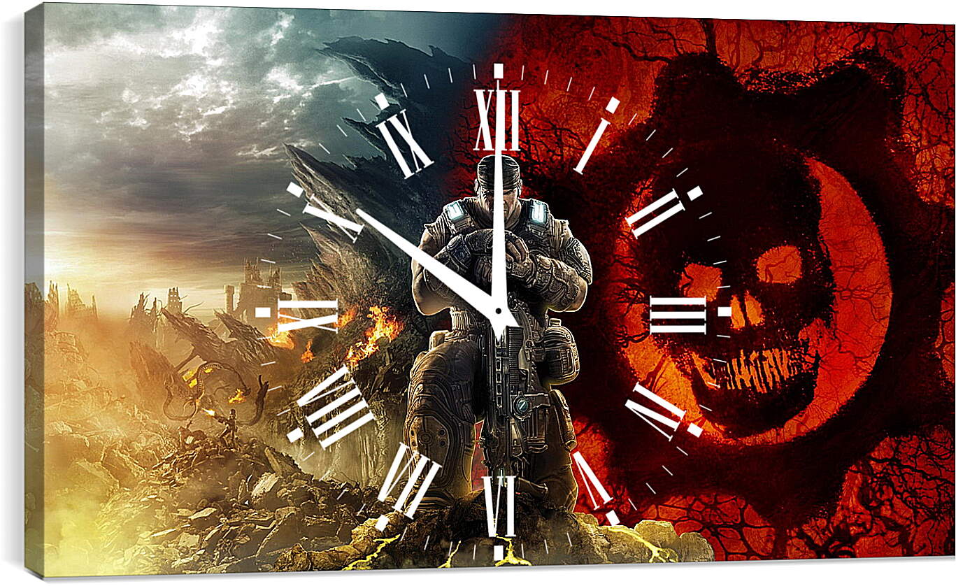 Часы картина - gears of war, skull, soldier
