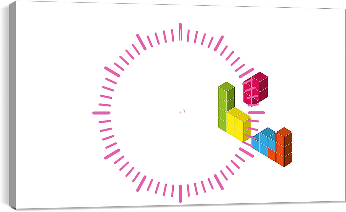 Часы картина - tetris, cubes, 3d
