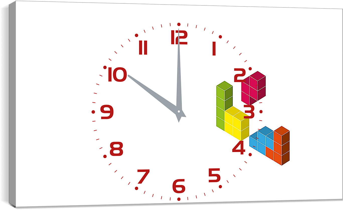 Часы картина - tetris, cubes, 3d
