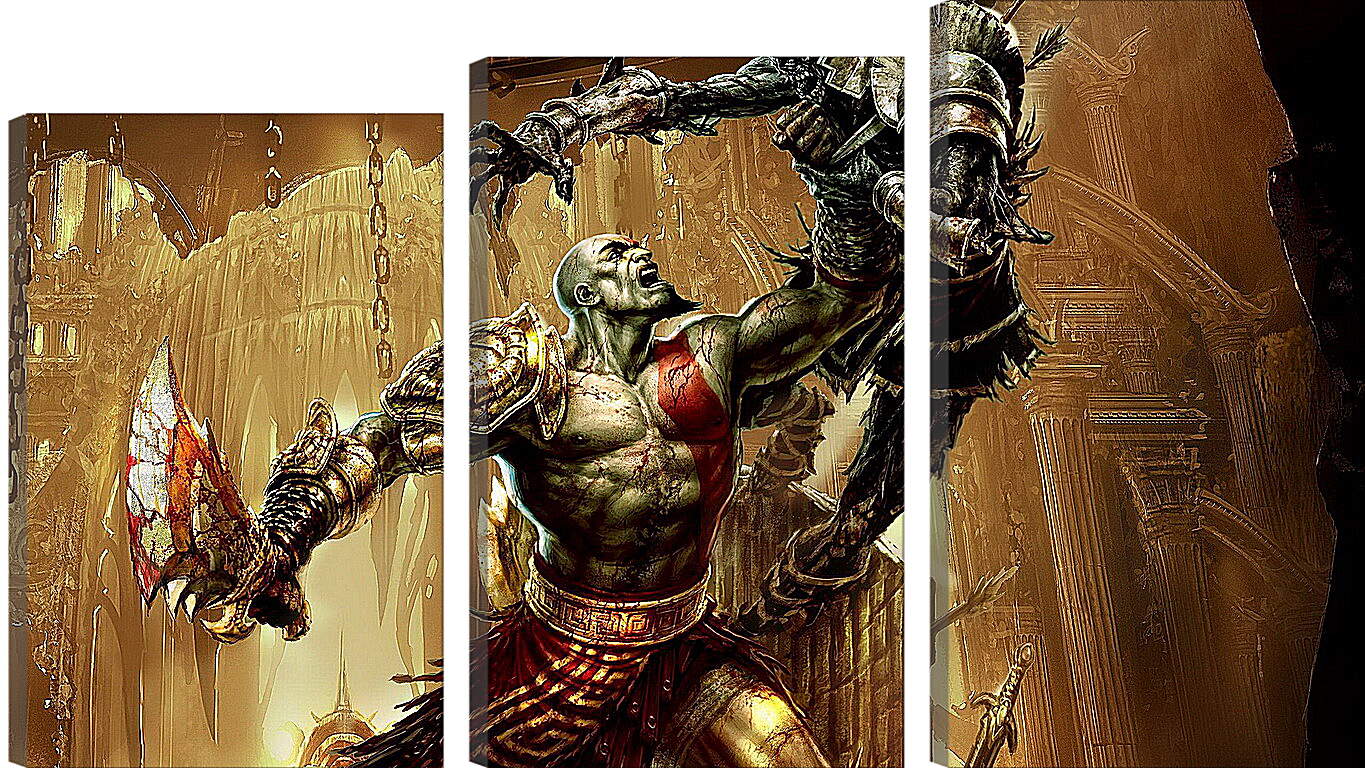 Модульная картина - god of war, kratos, battle
