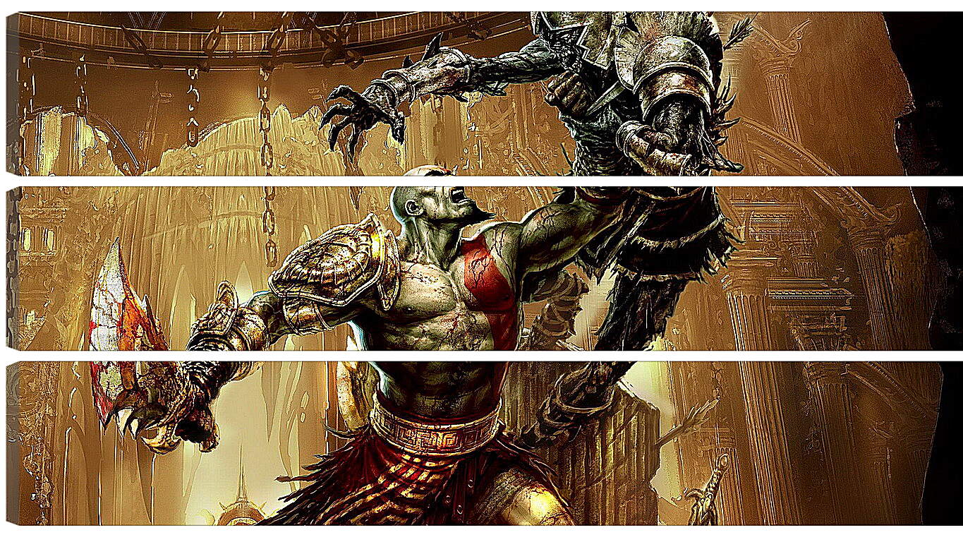 Модульная картина - god of war, kratos, battle
