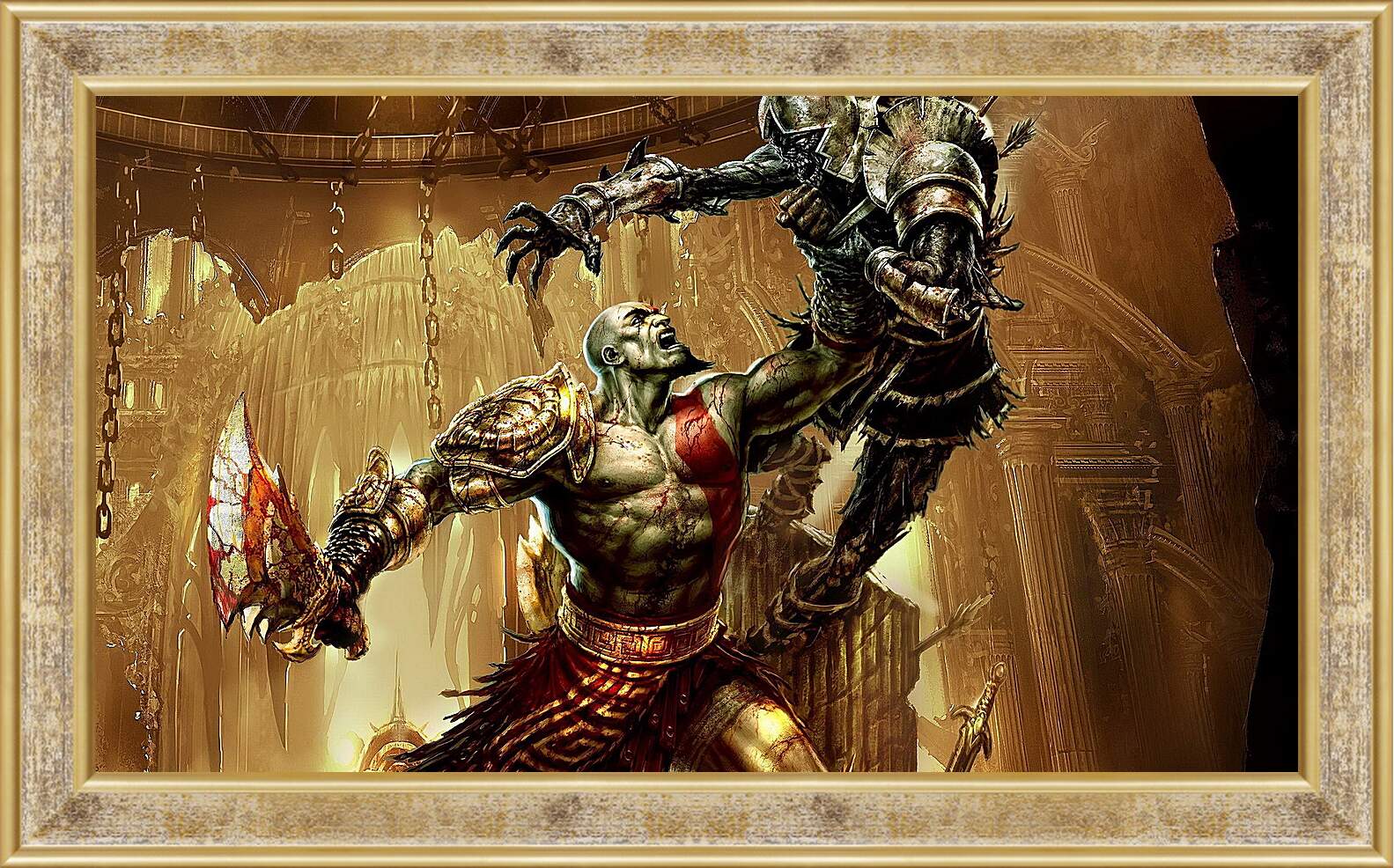 Картина в раме - god of war, kratos, battle
