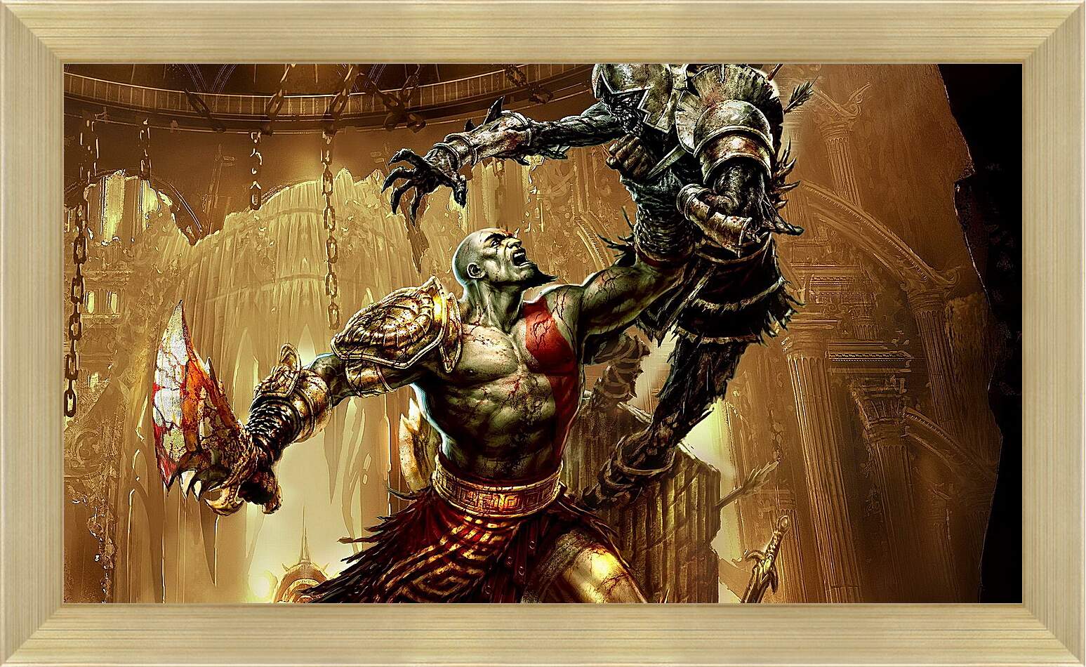 Картина в раме - god of war, kratos, battle
