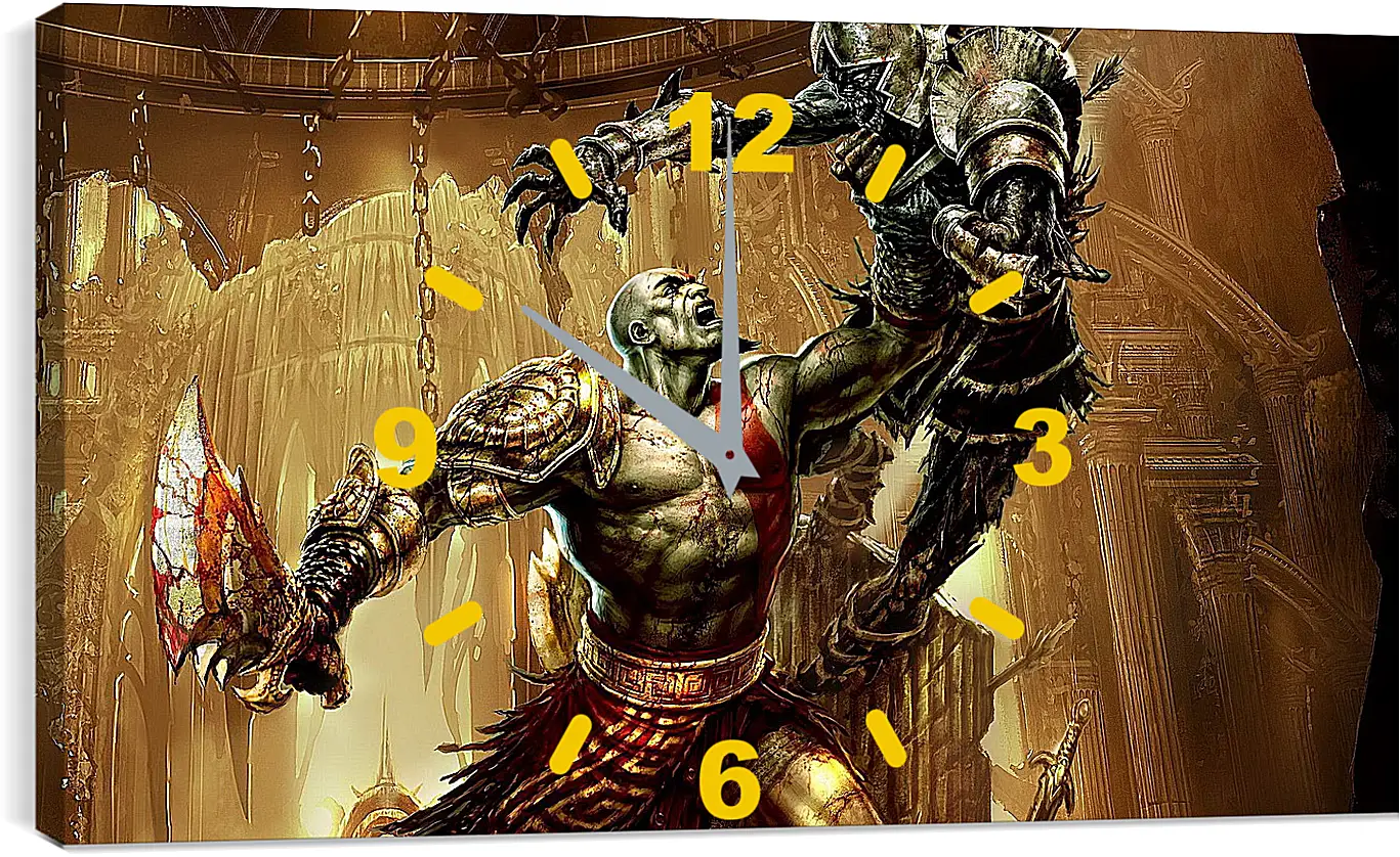 Часы картина - god of war, kratos, battle
