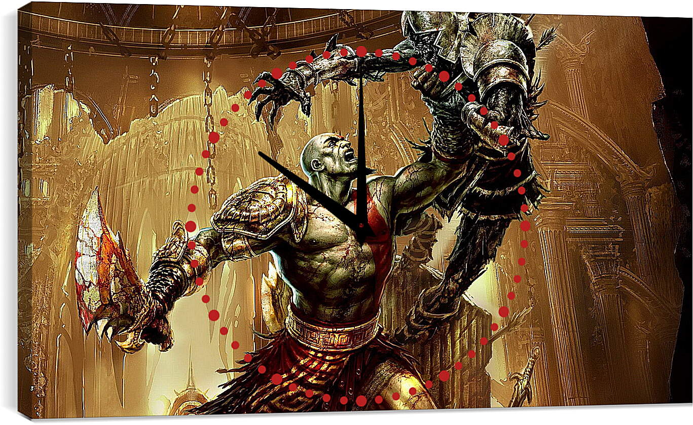 Часы картина - god of war, kratos, battle
