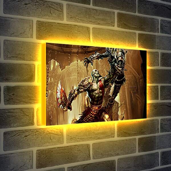 Лайтбокс световая панель - god of war, kratos, battle
