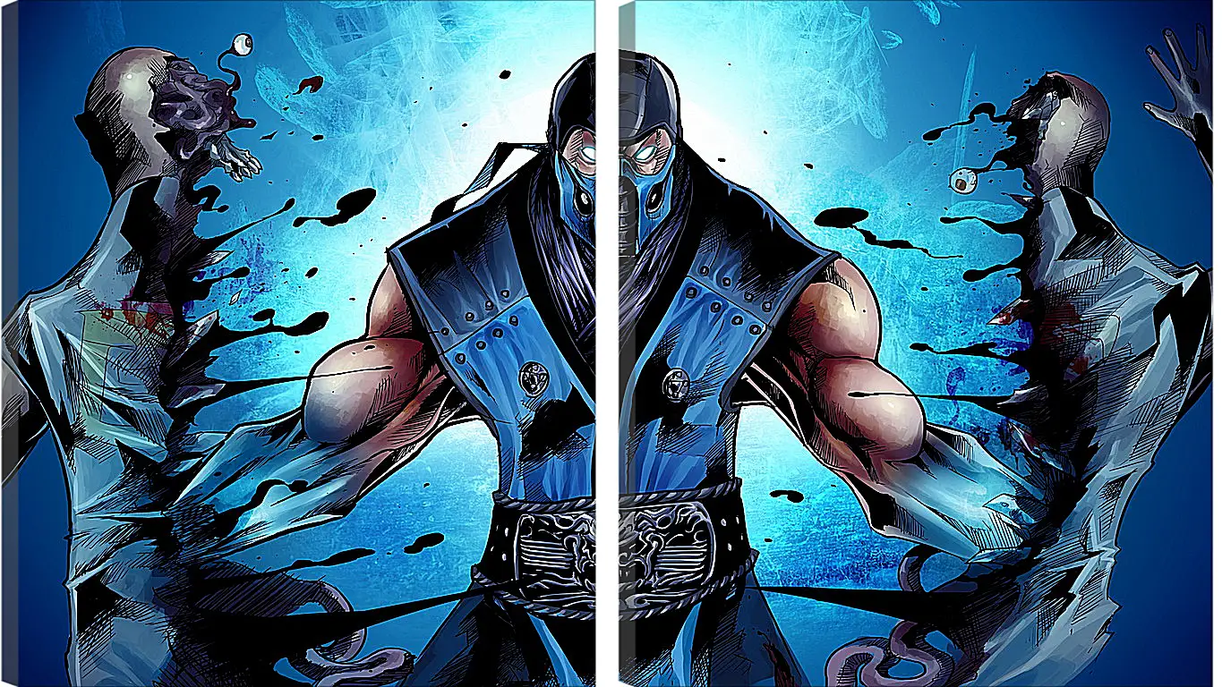 Модульная картина - mortal kombat, sub-zero, ninja