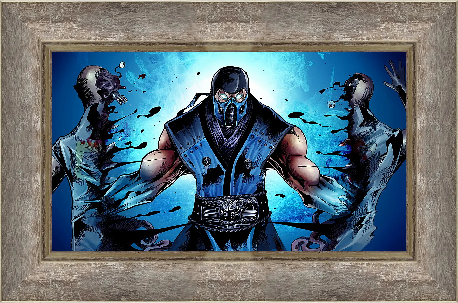 Картина в раме - mortal kombat, sub-zero, ninja