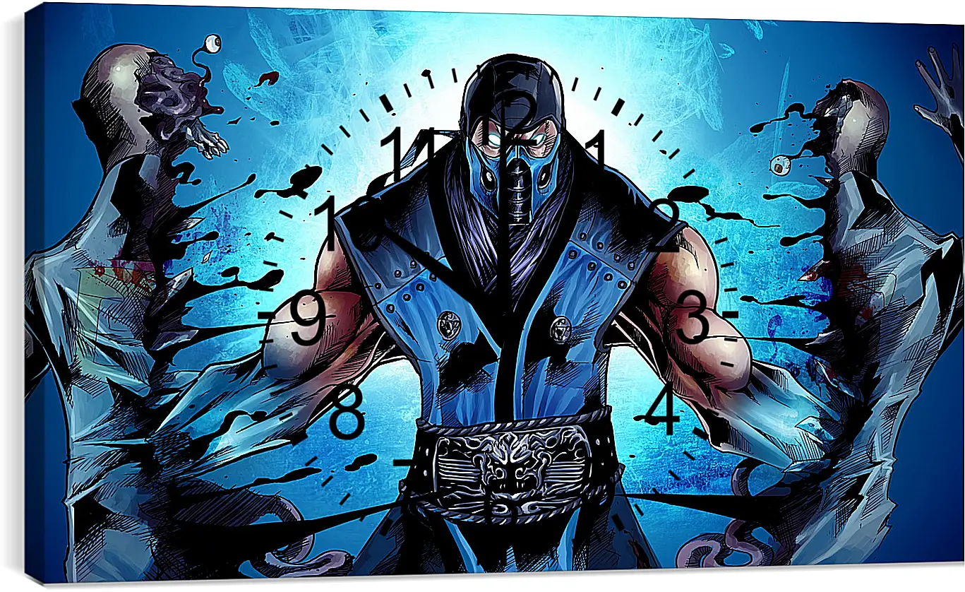 Часы картина - mortal kombat, sub-zero, ninja