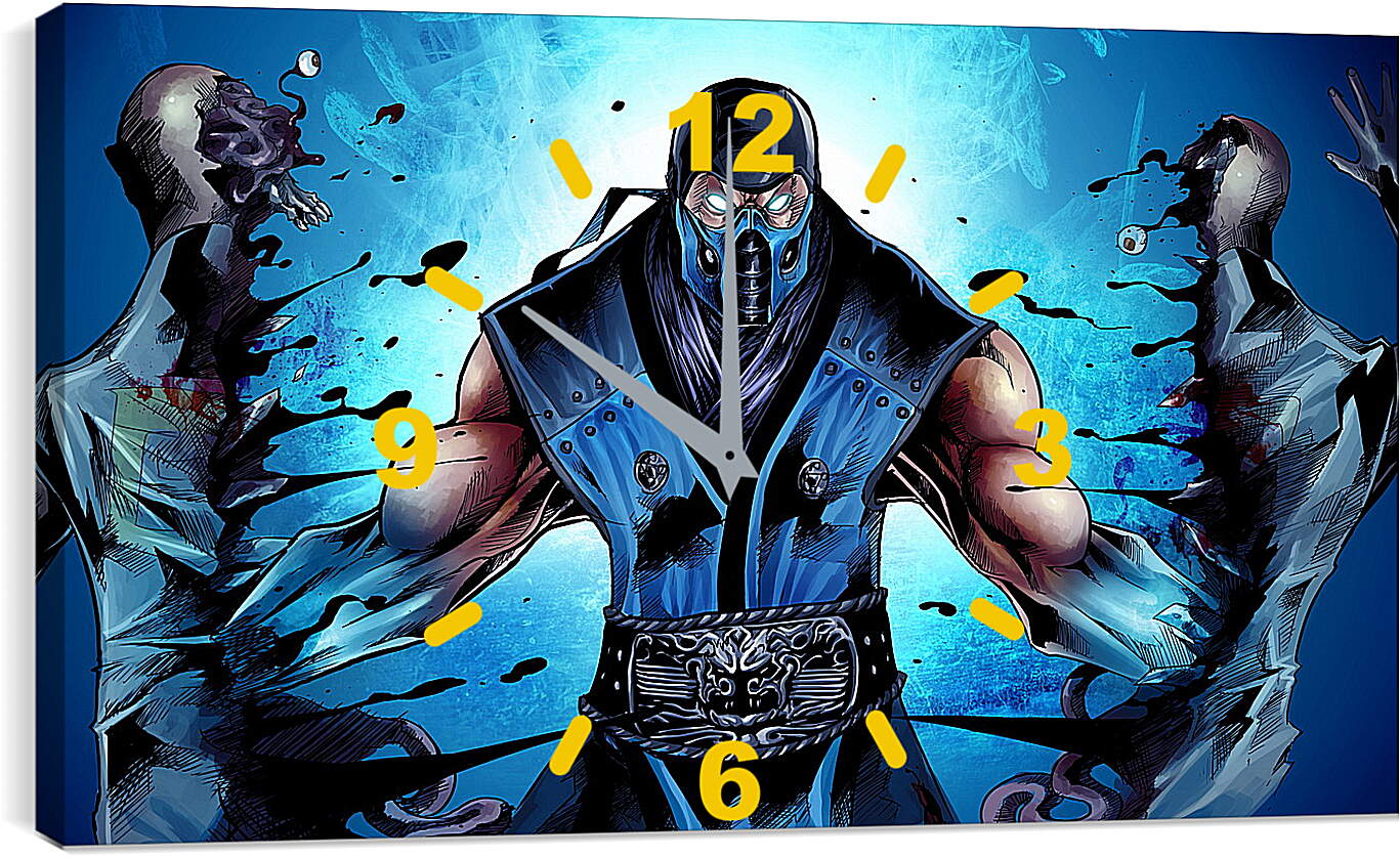 Часы картина - mortal kombat, sub-zero, ninja