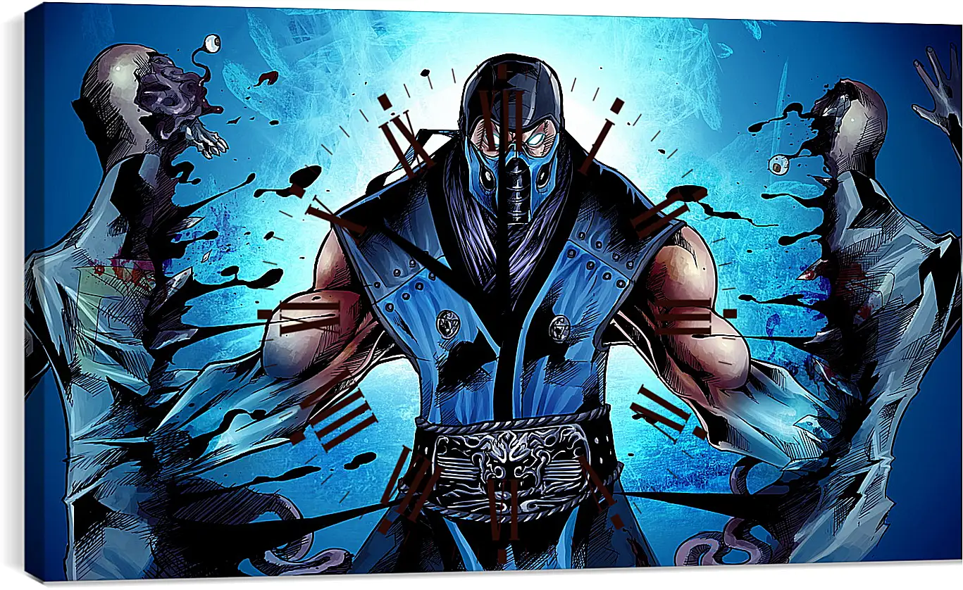 Часы картина - mortal kombat, sub-zero, ninja