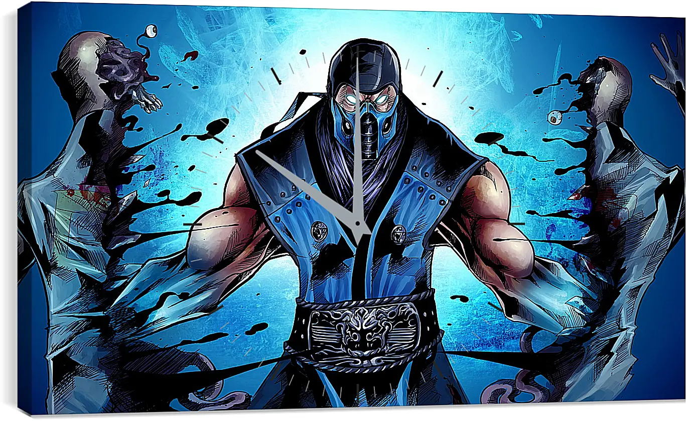 Часы картина - mortal kombat, sub-zero, ninja