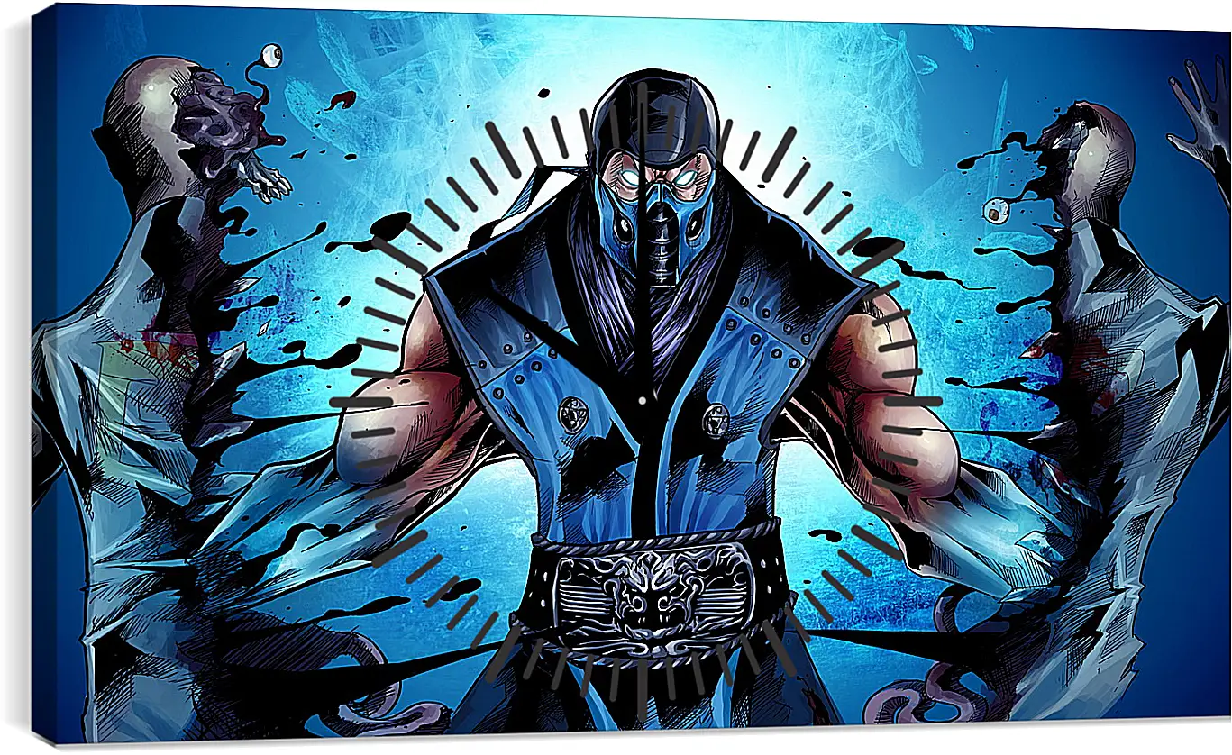 Часы картина - mortal kombat, sub-zero, ninja