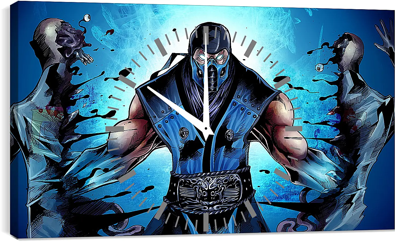 Часы картина - mortal kombat, sub-zero, ninja