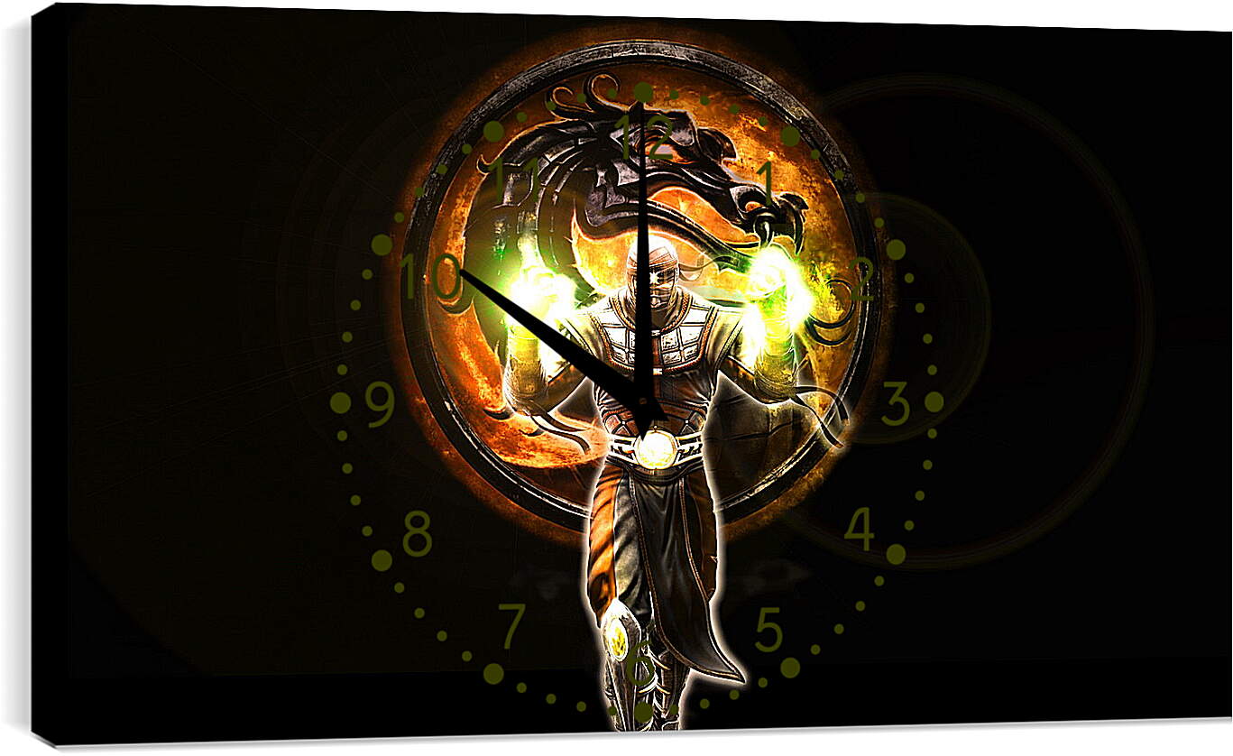 Часы картина - mortal kombat, character, dragon