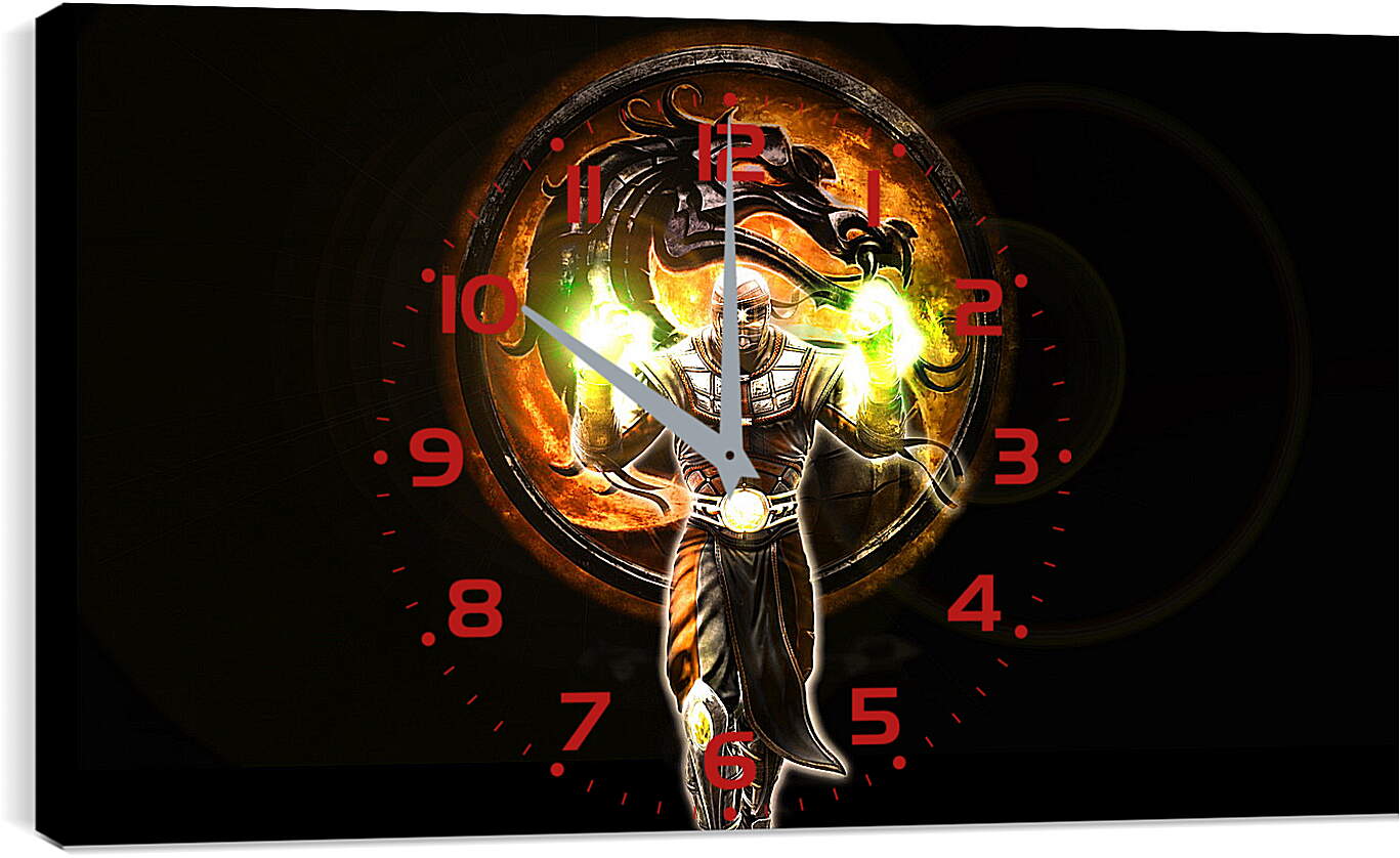 Часы картина - mortal kombat, character, dragon