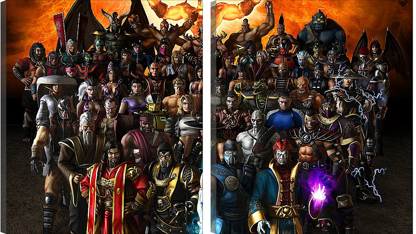 Модульная картина - mortal kombat, characters, faces