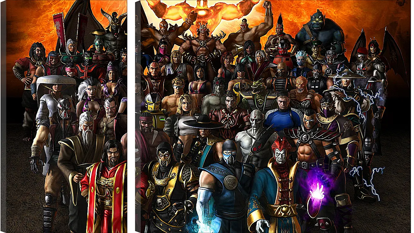 Модульная картина - mortal kombat, characters, faces