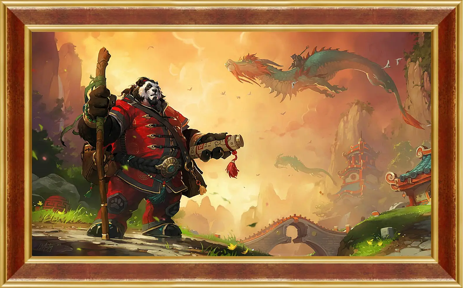 Картина в раме - world of warcraft, mists of pandaria, panda