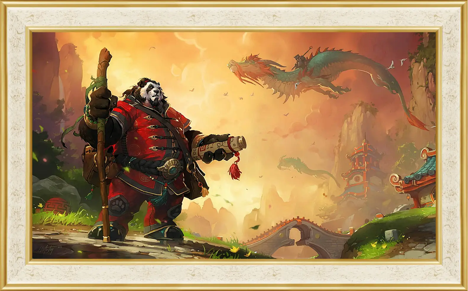 Картина в раме - world of warcraft, mists of pandaria, panda