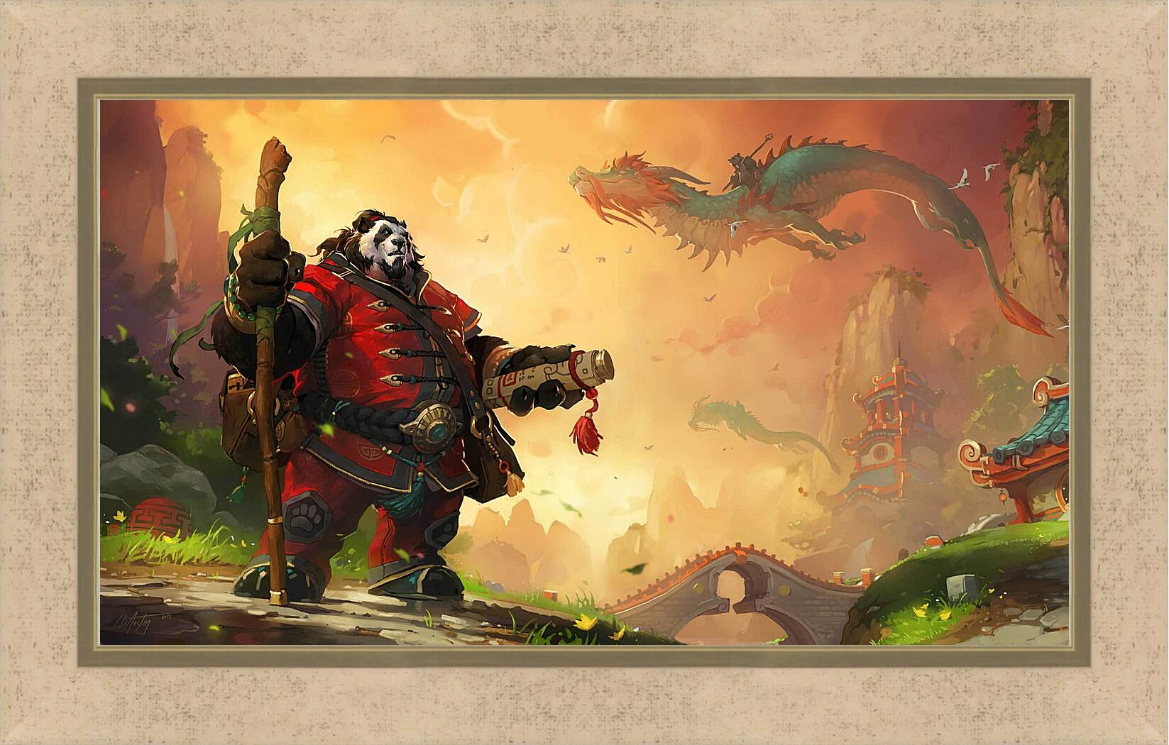 Картина в раме - world of warcraft, mists of pandaria, panda