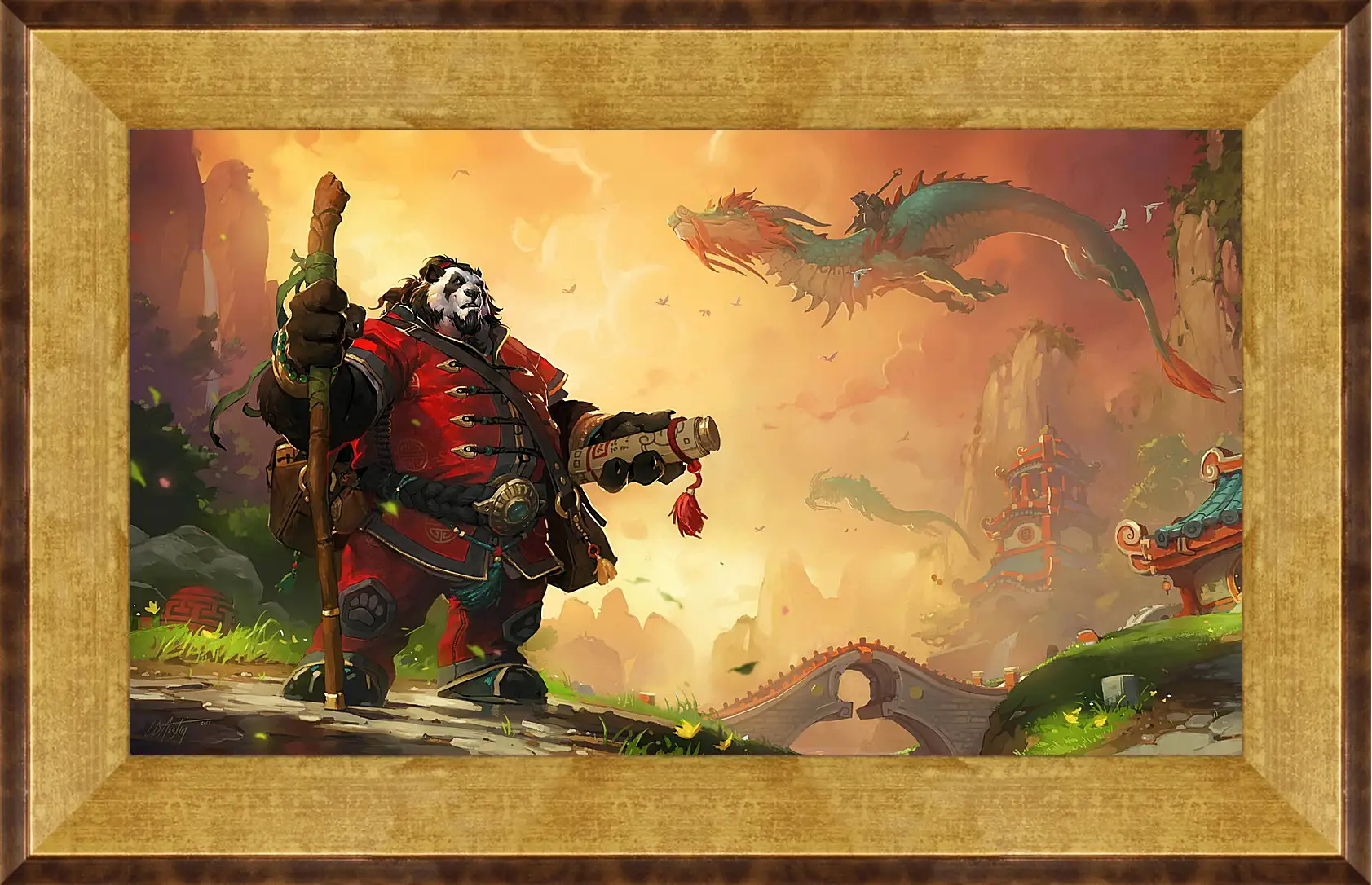 Картина в раме - world of warcraft, mists of pandaria, panda