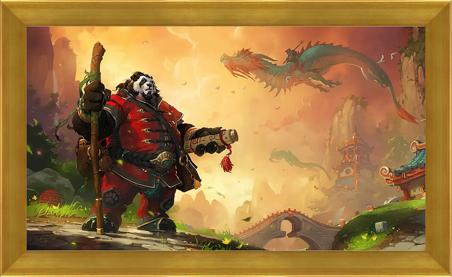 Картина в раме - world of warcraft, mists of pandaria, panda