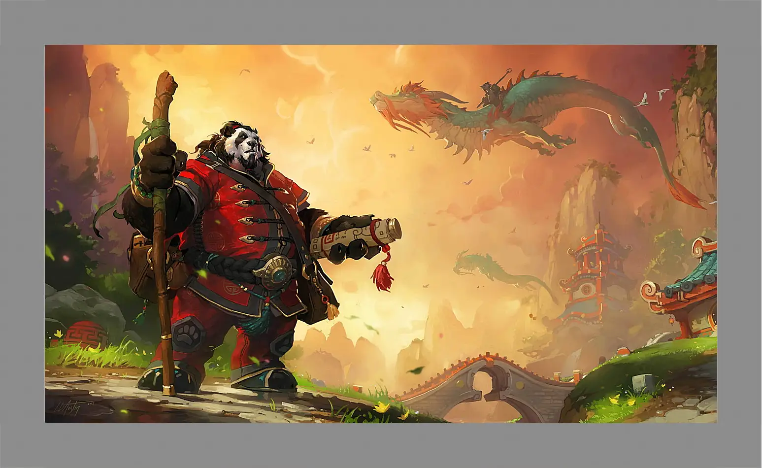 Картина в раме - world of warcraft, mists of pandaria, panda