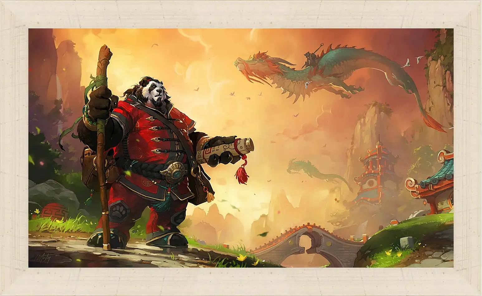 Картина в раме - world of warcraft, mists of pandaria, panda