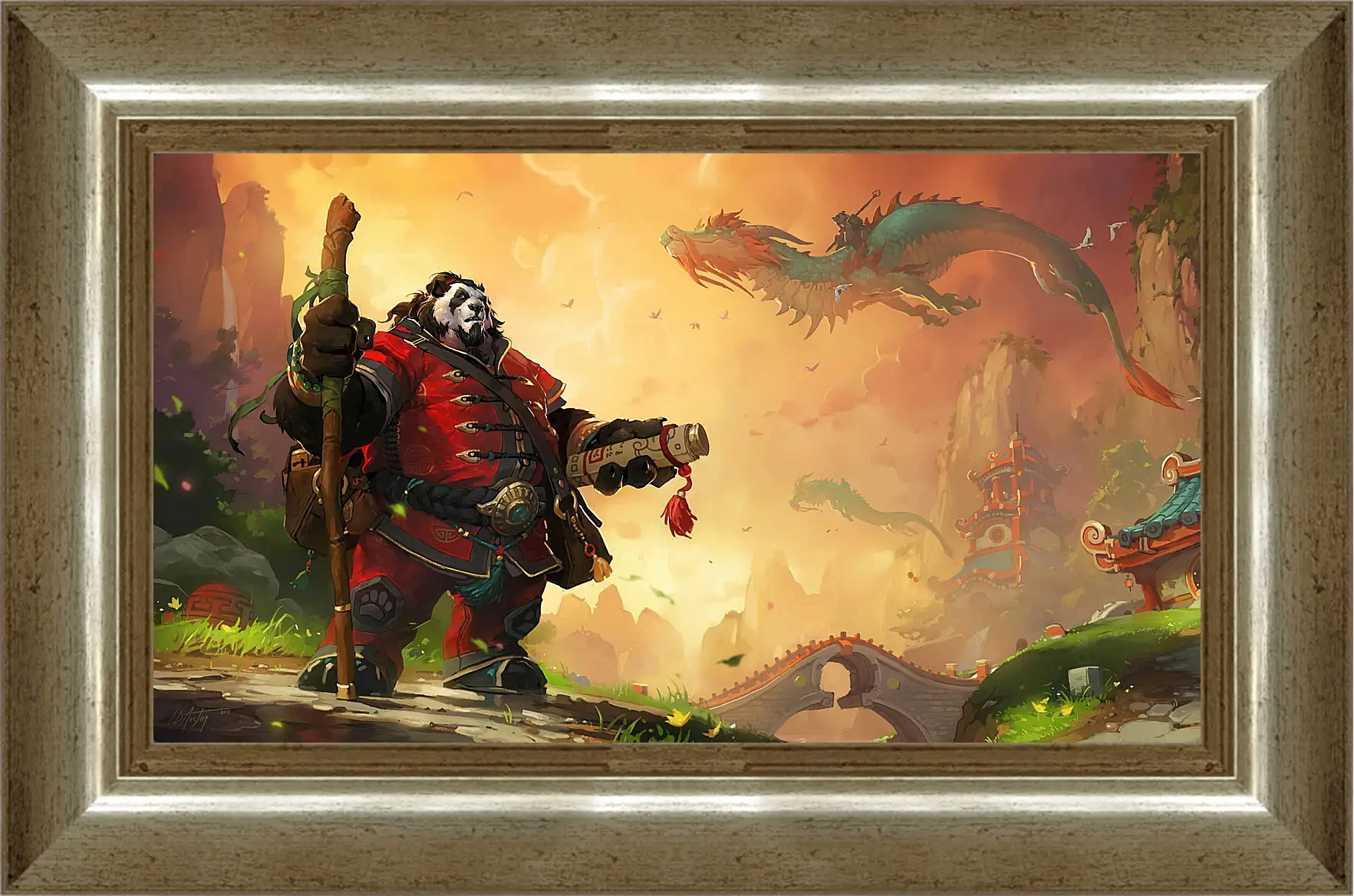 Картина в раме - world of warcraft, mists of pandaria, panda