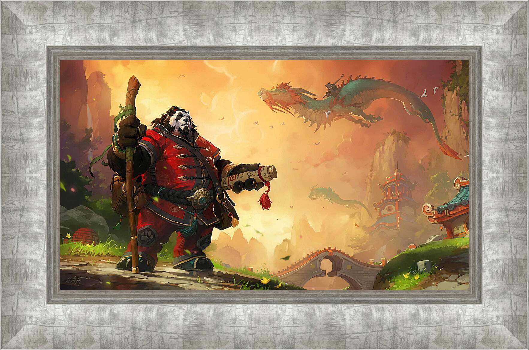 Картина в раме - world of warcraft, mists of pandaria, panda