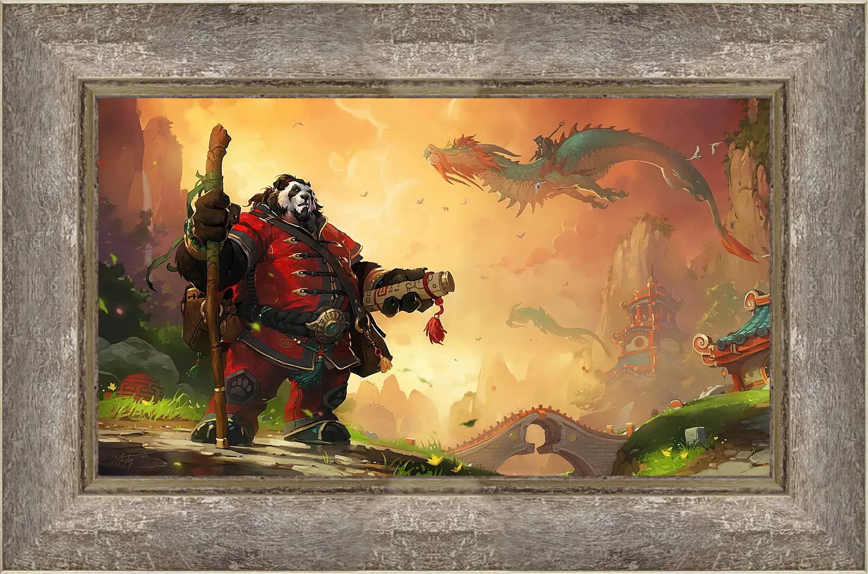 Картина в раме - world of warcraft, mists of pandaria, panda