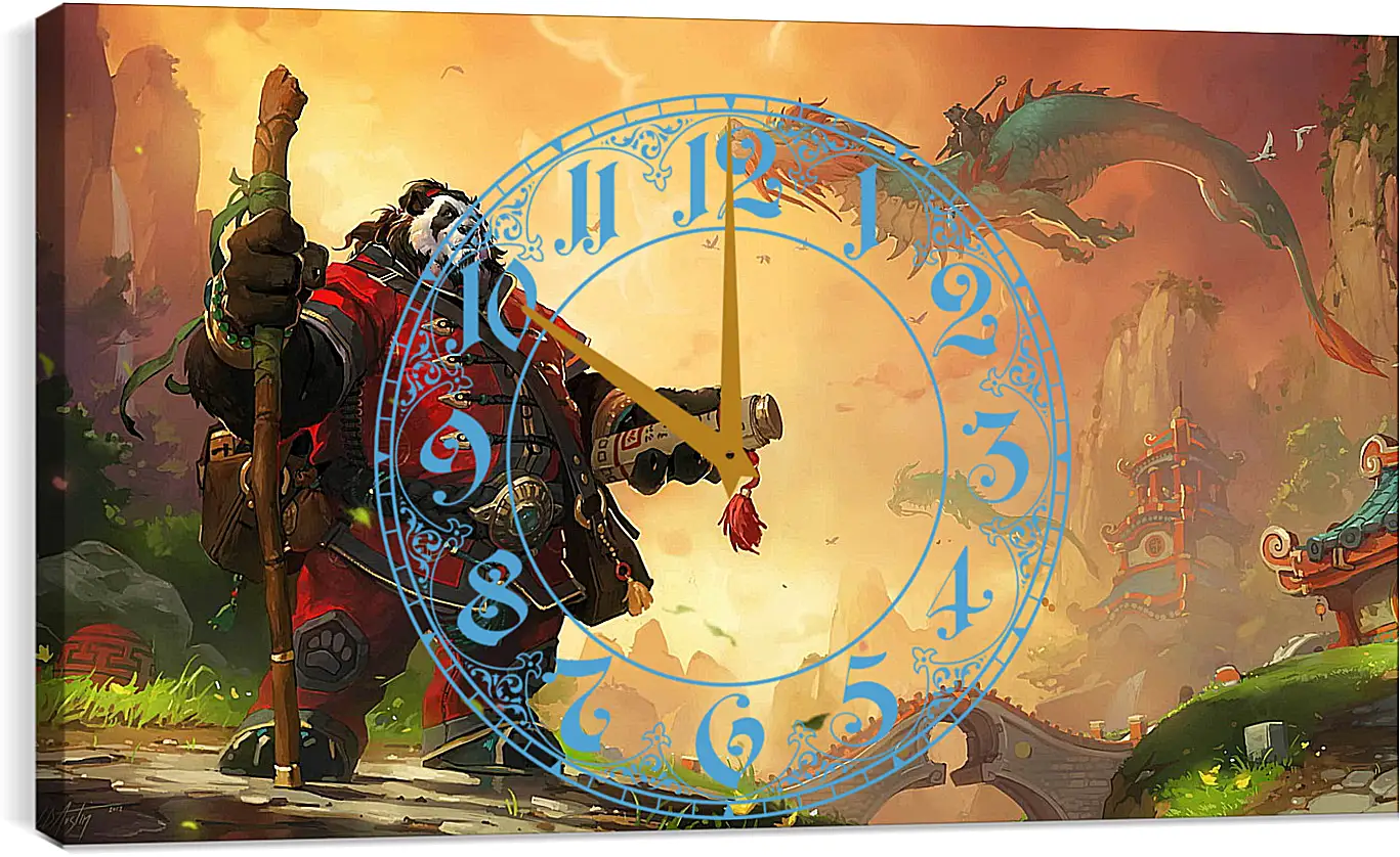 Часы картина - world of warcraft, mists of pandaria, panda