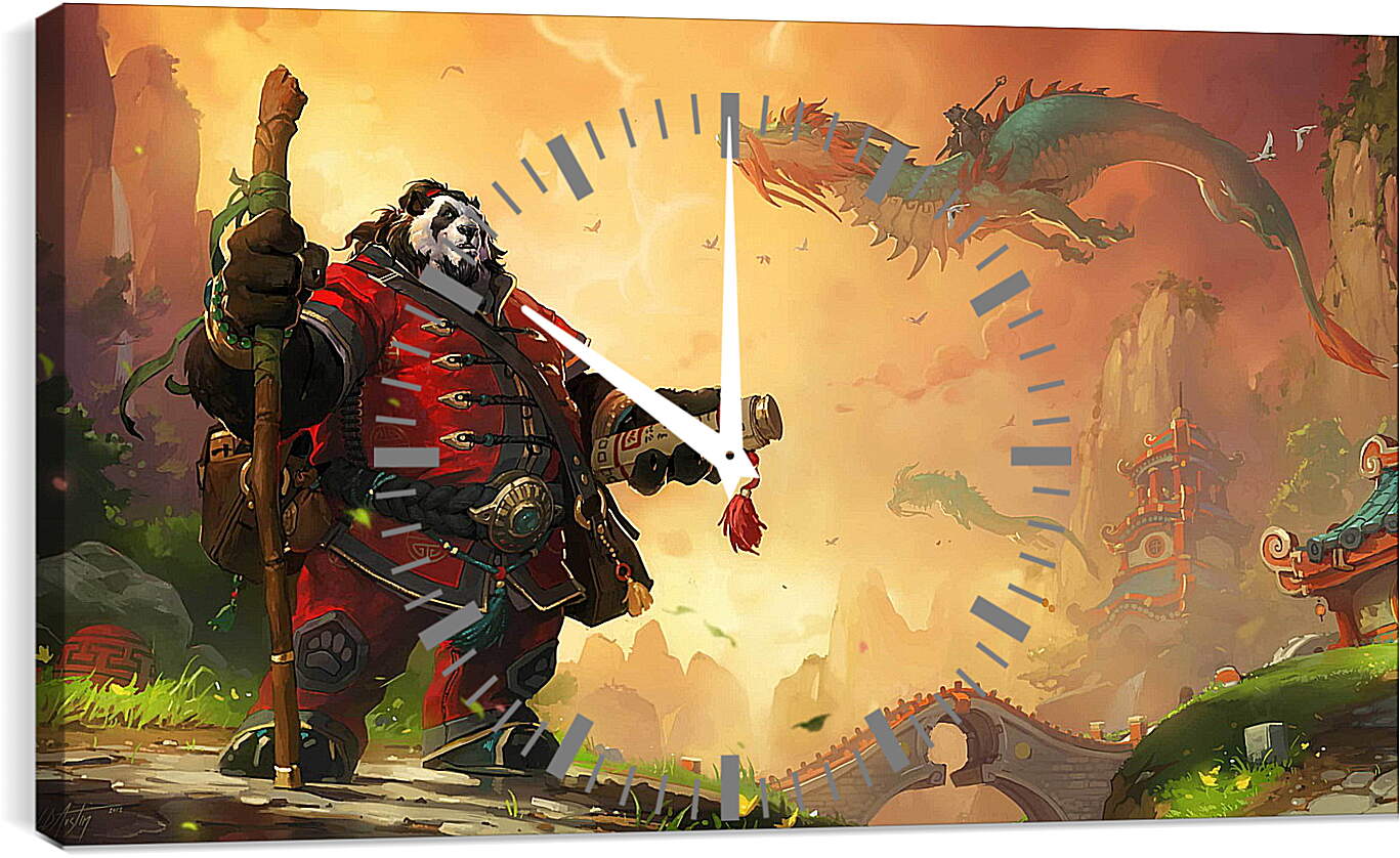 Часы картина - world of warcraft, mists of pandaria, panda