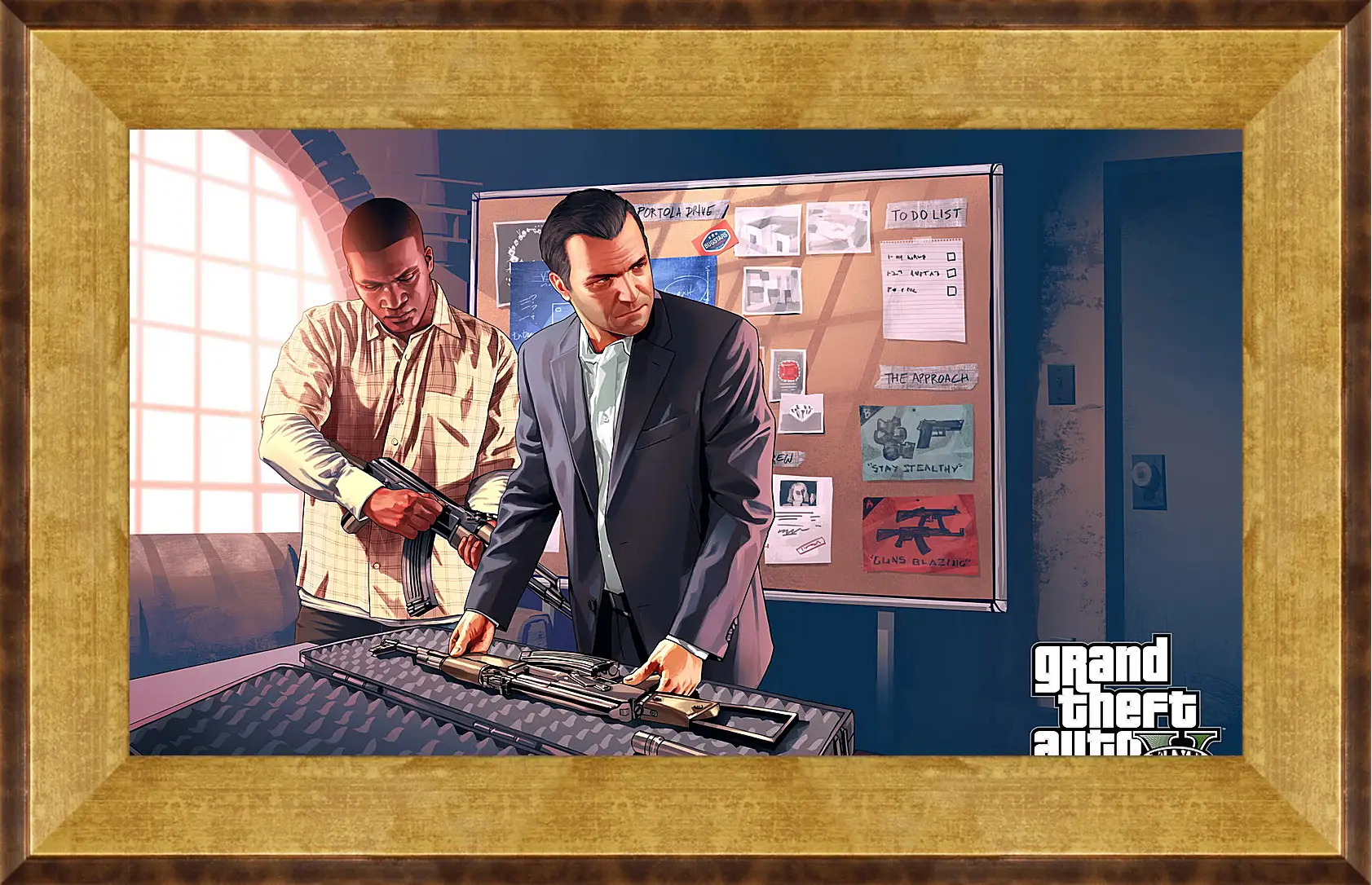 Картина в раме - grand theft auto v, michael, franklin
