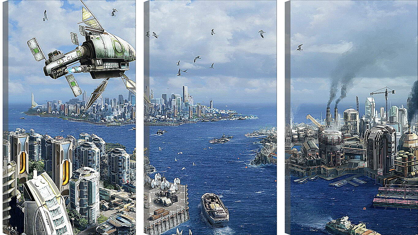 Модульная картина - anno 2070, city, ships
