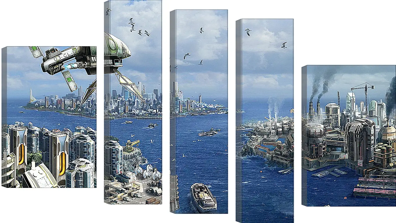 Модульная картина - anno 2070, city, ships
