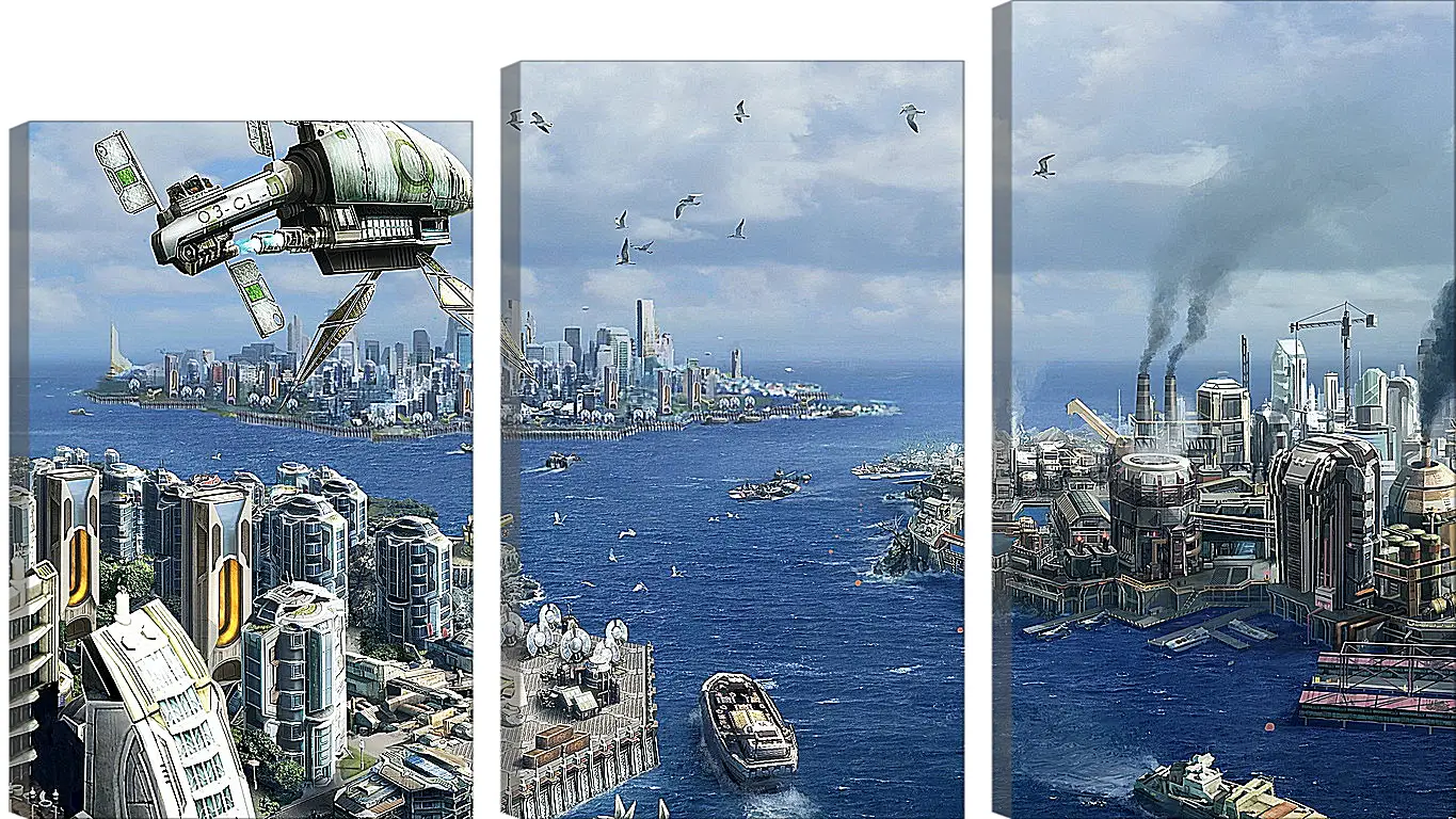 Модульная картина - anno 2070, city, ships
