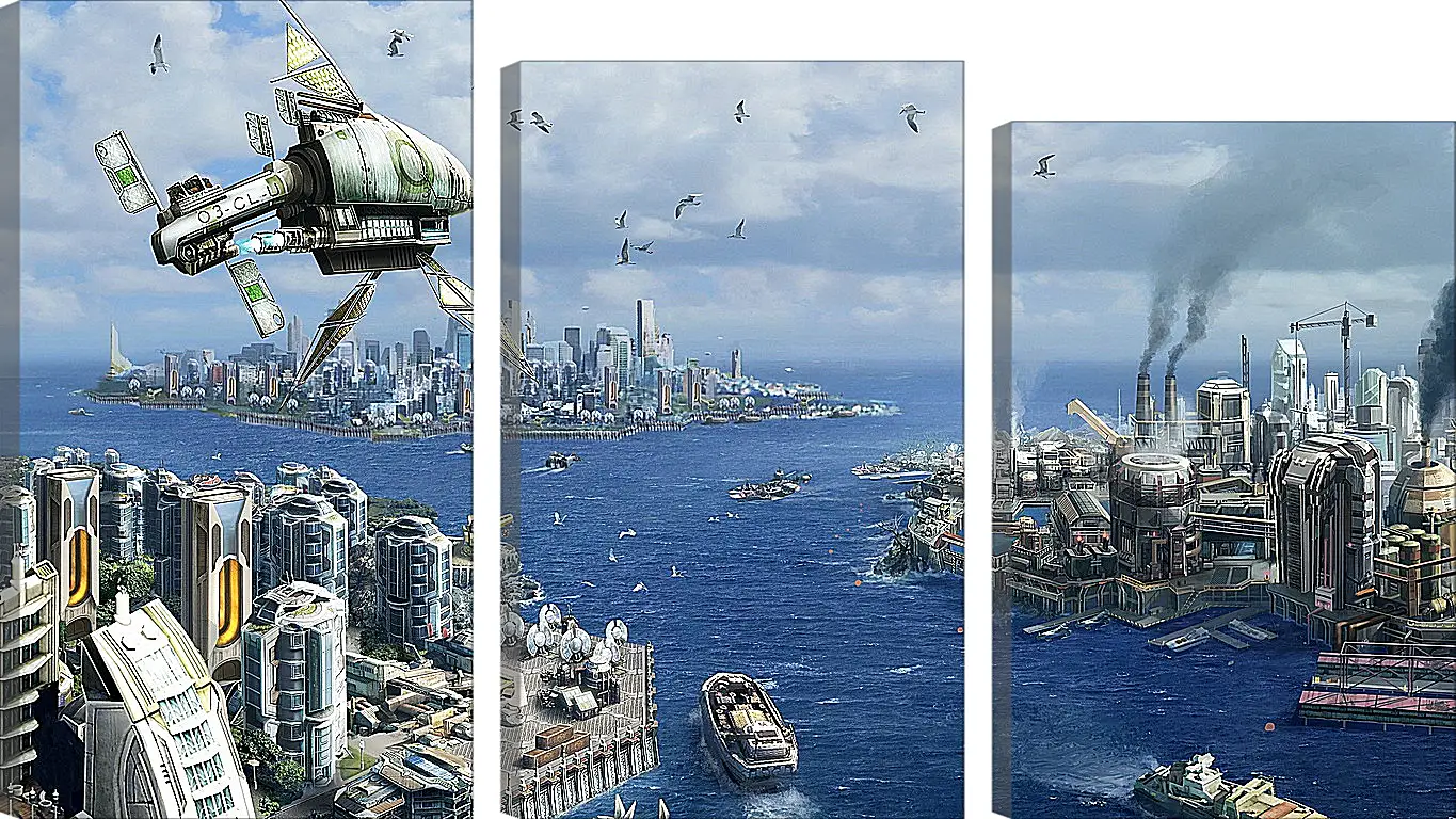 Модульная картина - anno 2070, city, ships
