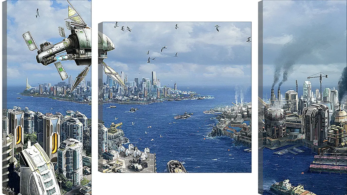 Модульная картина - anno 2070, city, ships
