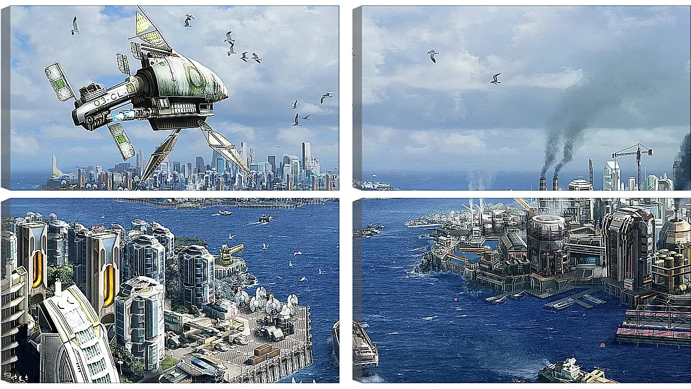 Модульная картина - anno 2070, city, ships
