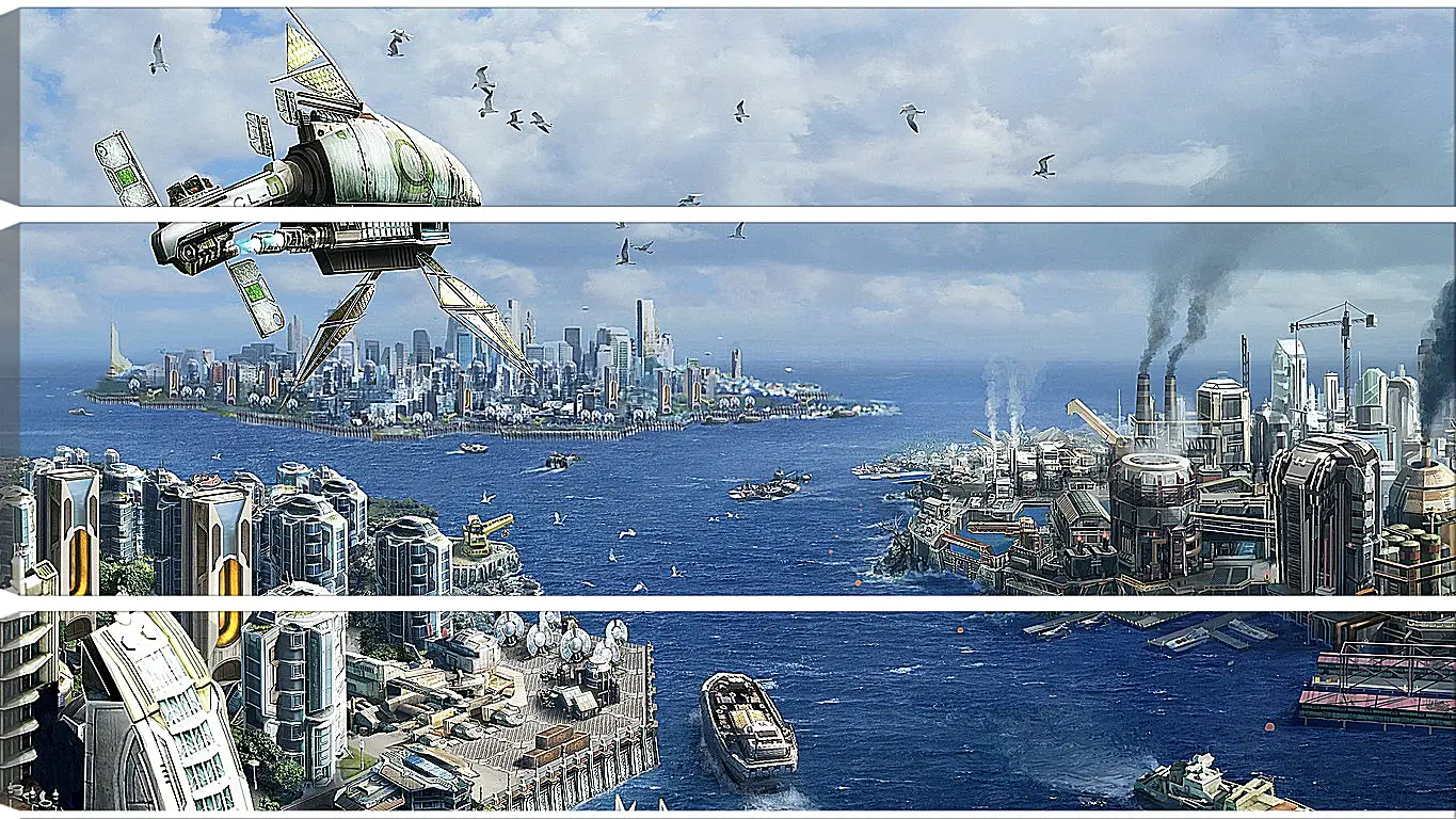 Модульная картина - anno 2070, city, ships
