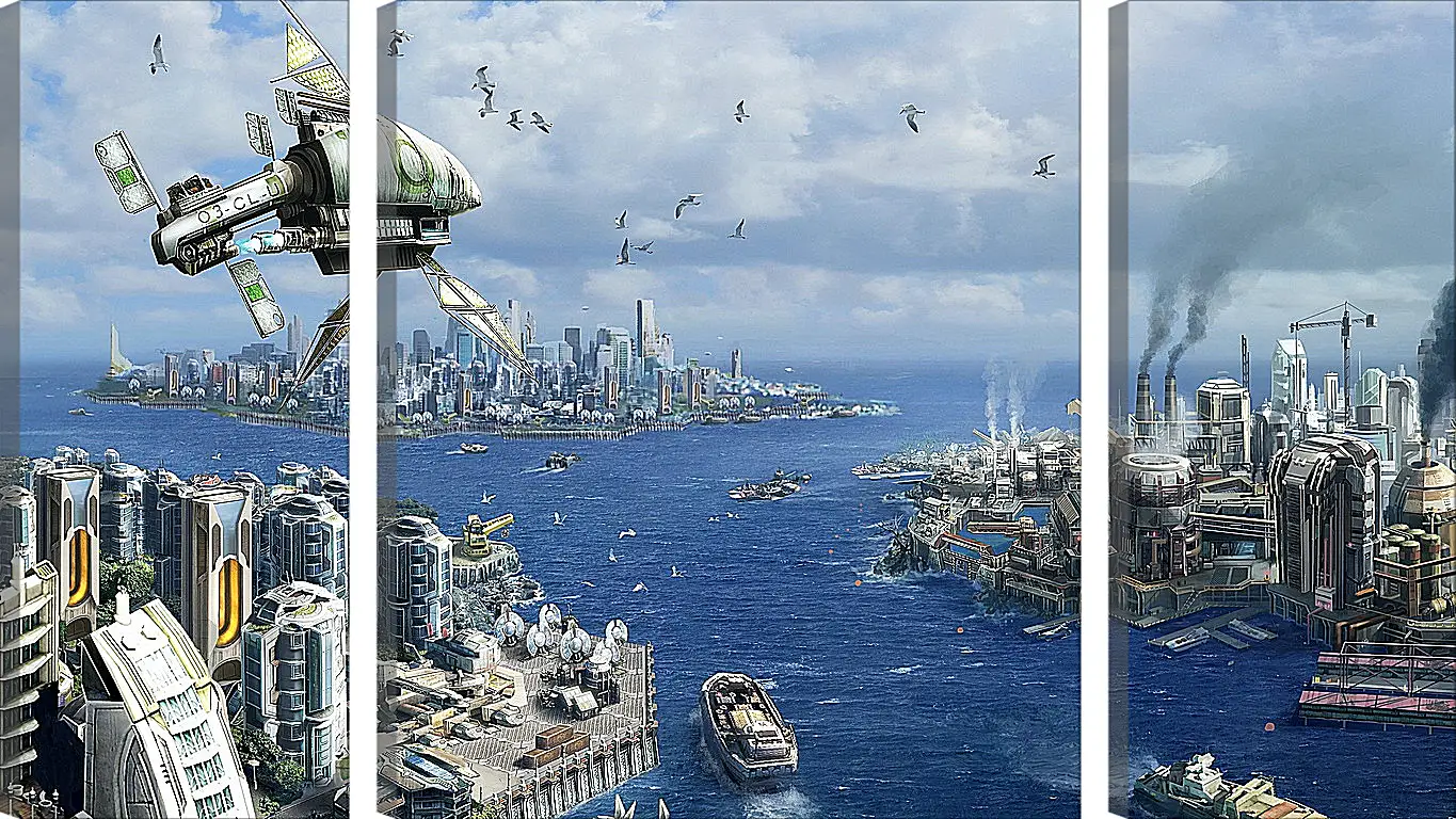 Модульная картина - anno 2070, city, ships
