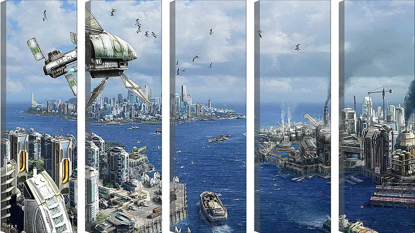 Модульная картина - anno 2070, city, ships
