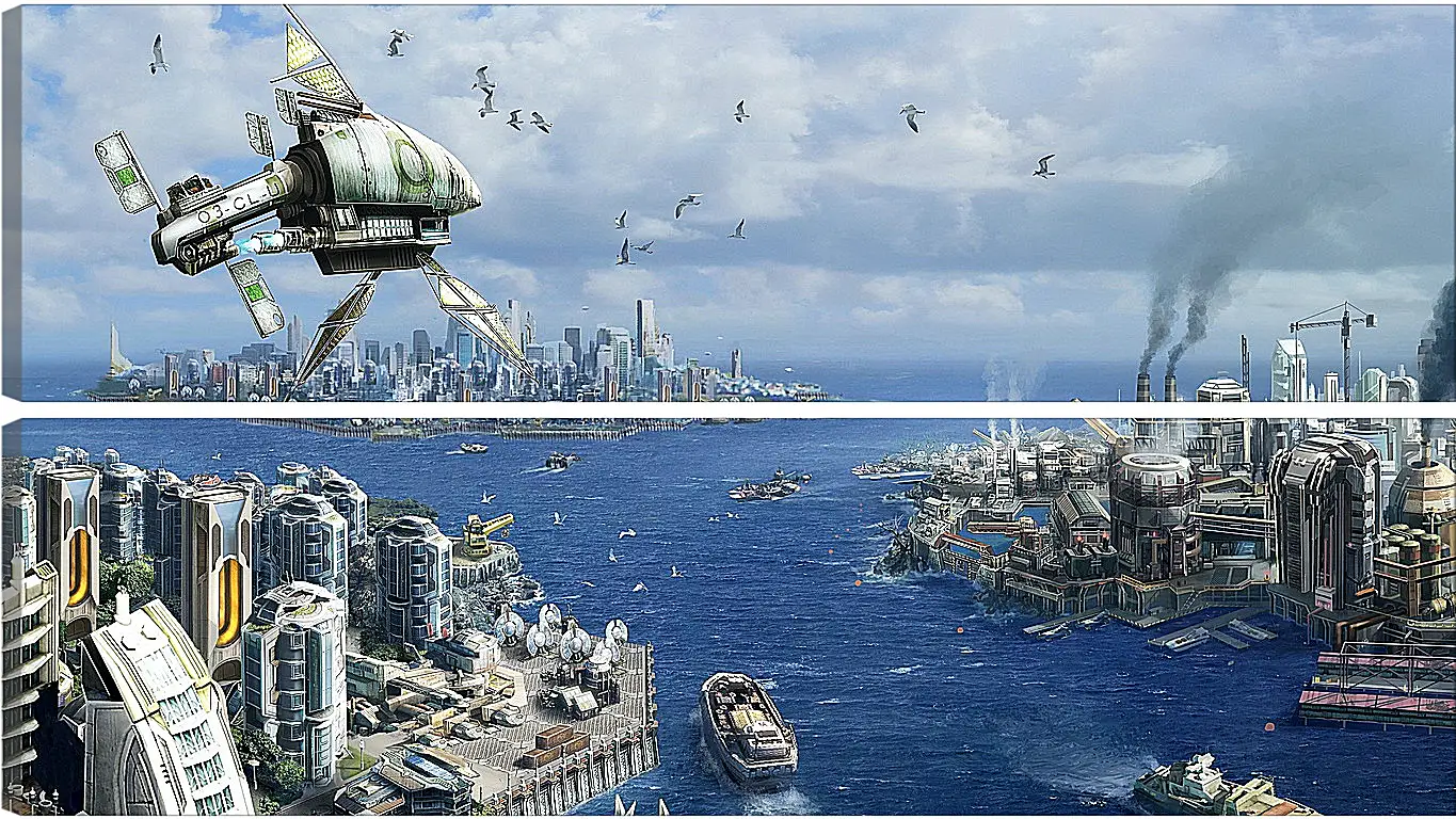 Модульная картина - anno 2070, city, ships
