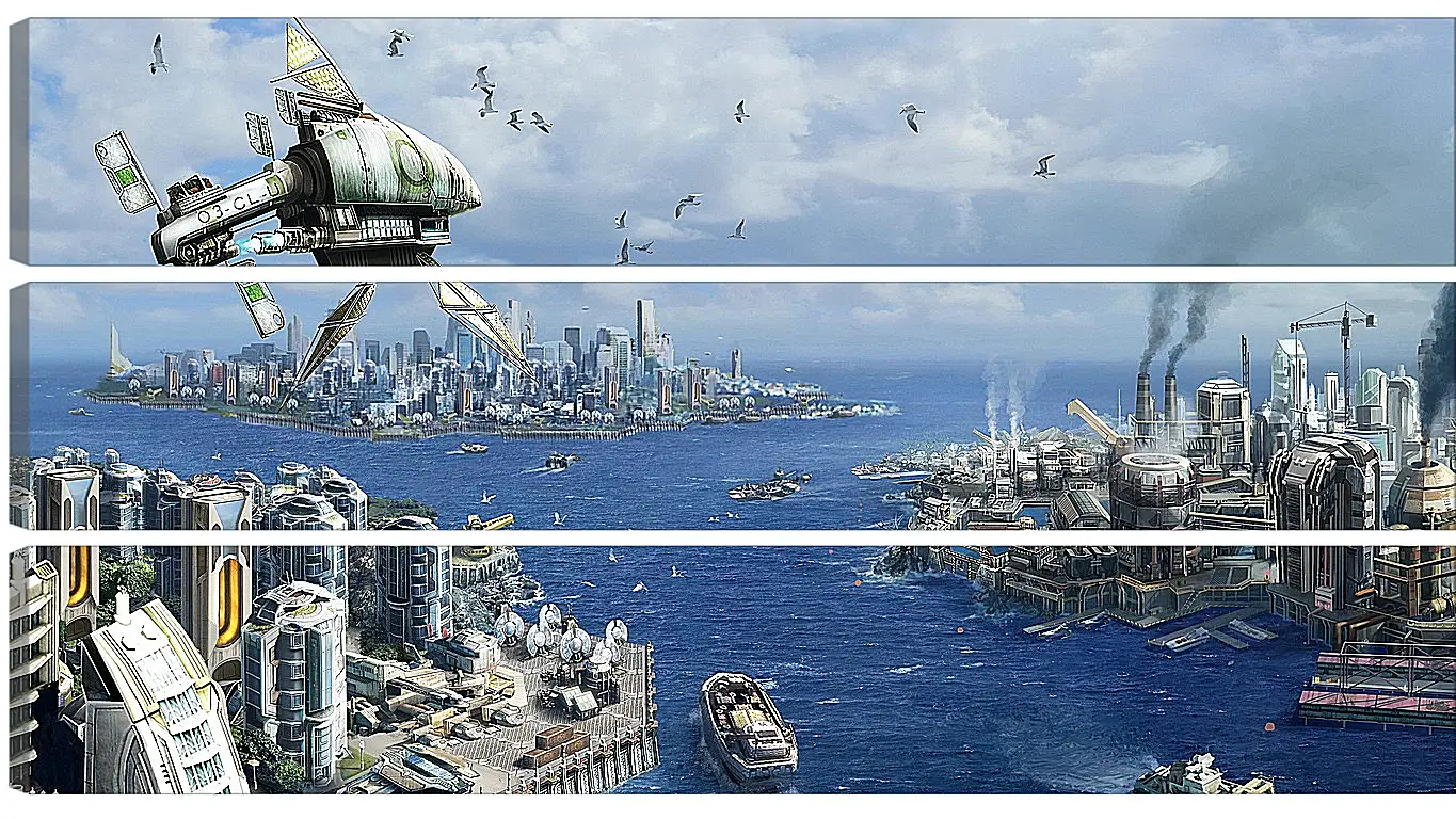 Модульная картина - anno 2070, city, ships
