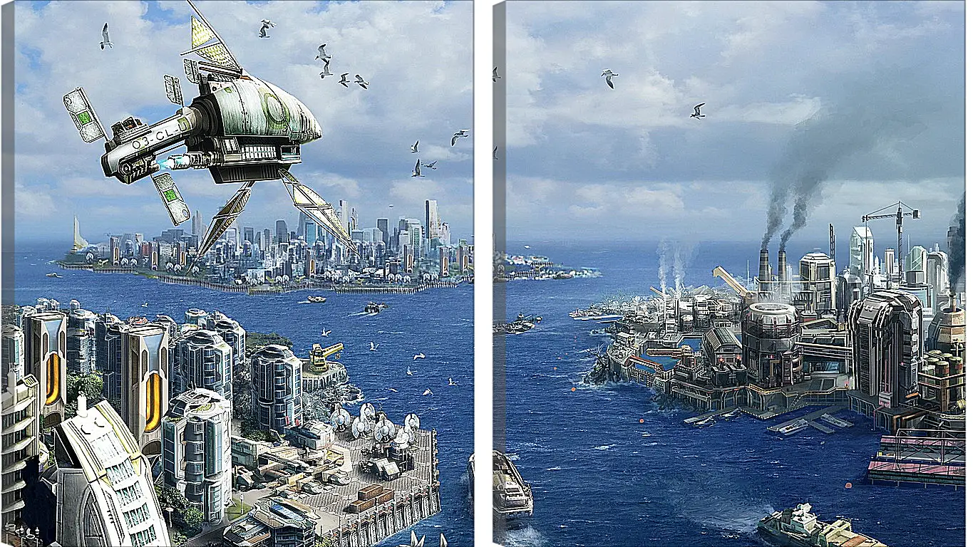 Модульная картина - anno 2070, city, ships
