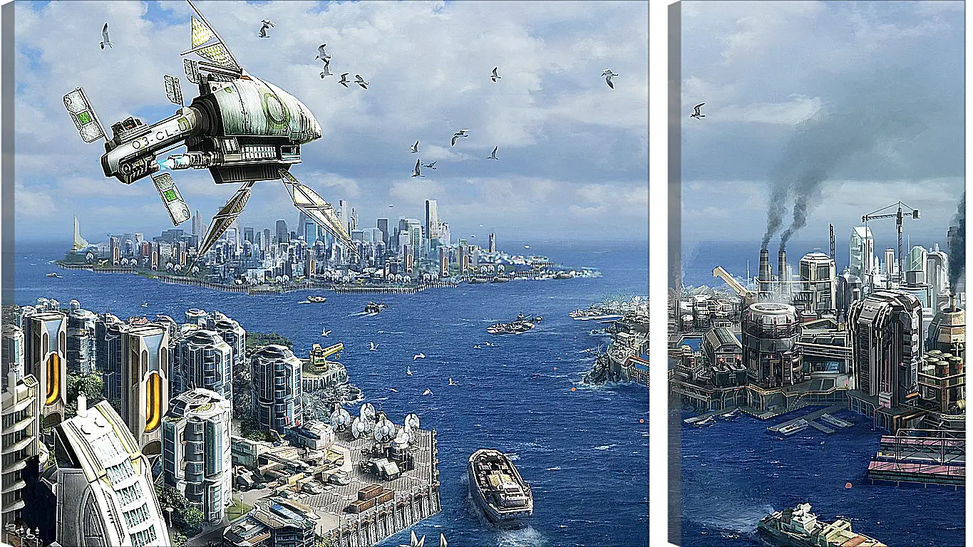 Модульная картина - anno 2070, city, ships
