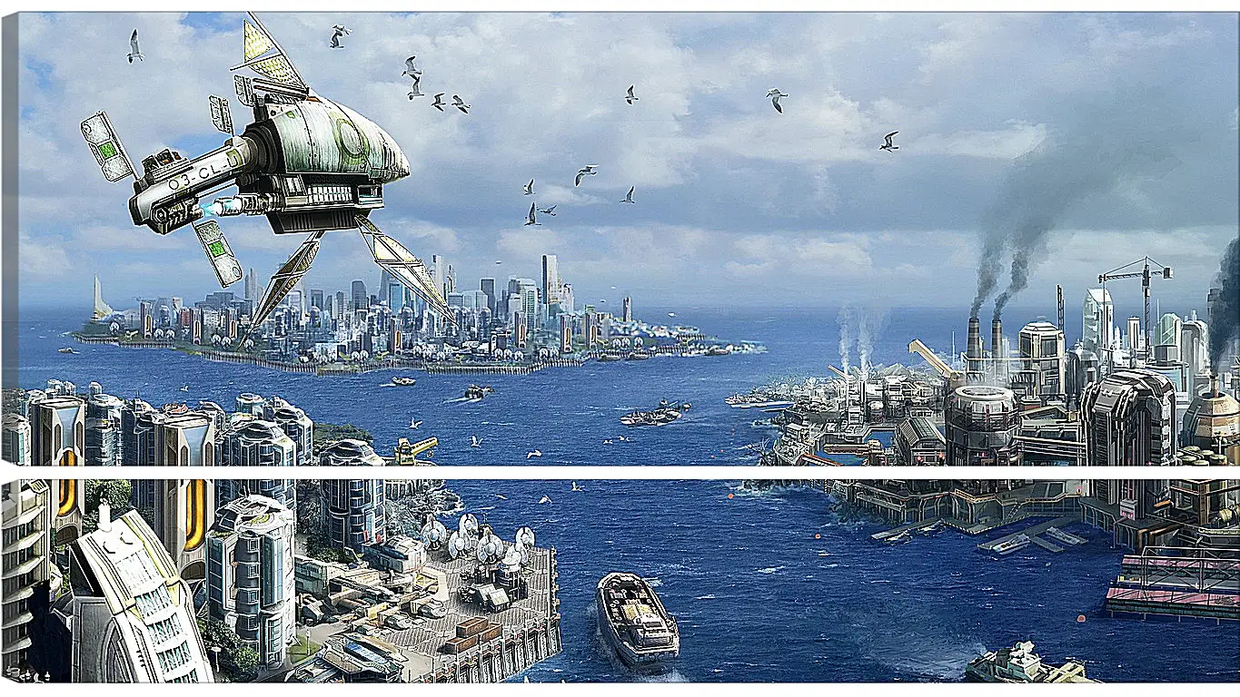 Модульная картина - anno 2070, city, ships
